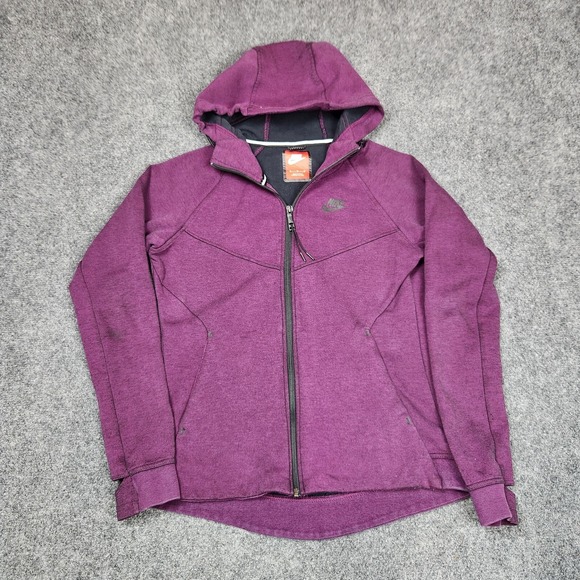 Nike Jacket Womens Small Tech Fleece Windrunner Full Zip Hoodie Purple 683794 - Picture 1 of 10